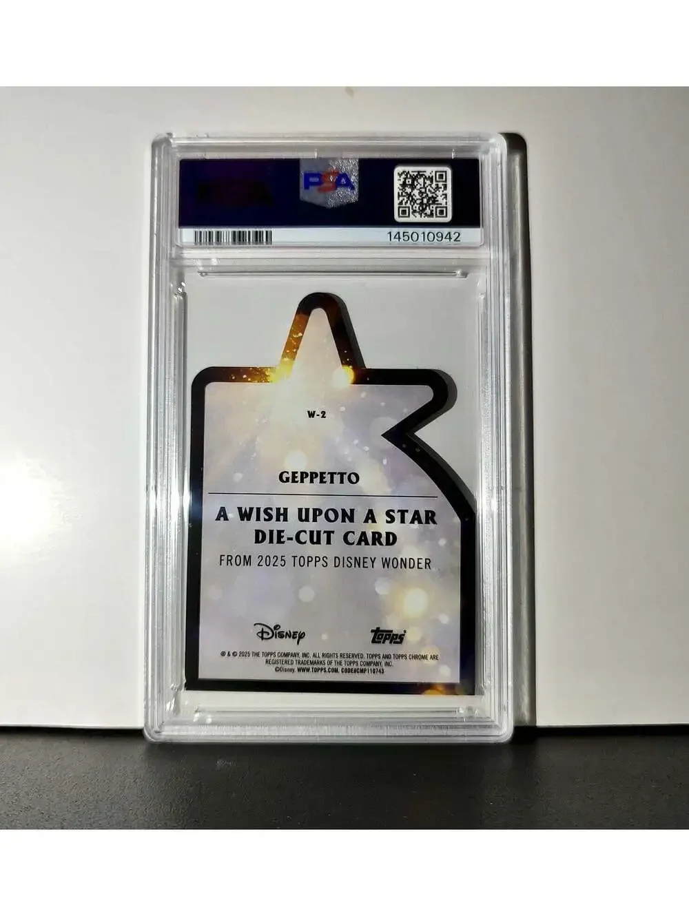 Geppetto 2025 Topps Chrome Disney #W-2 Wish Upon A Star Die Cut Pinocchio PSA 9